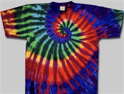 kids tie dye extreme rainbow t-shirt.  The tie dyes are not fade away, pre-shunk t-shirts.