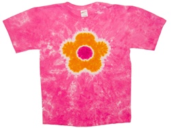 kids tie dye t-shirt pink flower, the tie dye shirts are not fade away, pre-shunk t-shirts, sundog, sun dog tie dye,