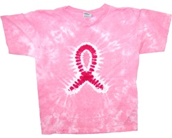 Kids Pink Breast Cancer Ribbon t-shirt  The tie dyes are not fade away, pre-shunk t-shirts.