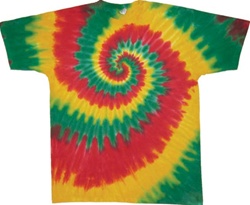 Kids rasta colors swirl tie dye shirt,  The tie dyes are not fade away, pre-shunk t-shirts Sundog kids tie dye shirt