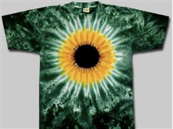 kids tie dye t-shirt sunflower.  The tie dye shirts are not fade away, pre-shunk t-shirts, sundog, sun dog tie dye