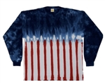 Long Sleeve Tie Dye T-Shirt, USA Flag tie dye long sleeve t-shirt