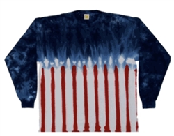 Long Sleeve Tie Dye T-Shirt, USA Flag tie dye long sleeve t-shirt