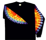 Long Sleeve tie dye T-Shirt, "Rainbow Sleeve on Black"